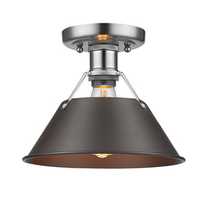 Golden - 3306-FM PW-RBZ - One Light Flush Mount - Orwell PW - Pewter