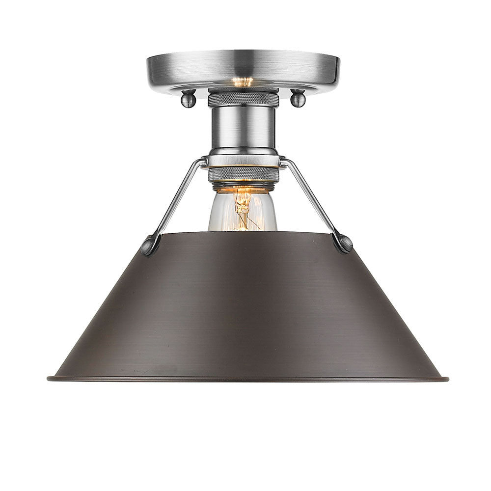 Golden - 3306-FM PW-RBZ - One Light Flush Mount - Orwell PW - Pewter