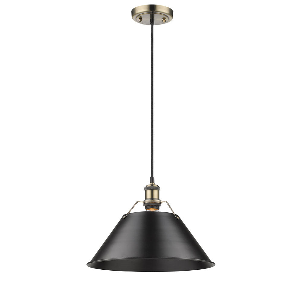 Golden - 3306-L AB-BLK - One Light Pendant - Orwell AB - Aged Brass