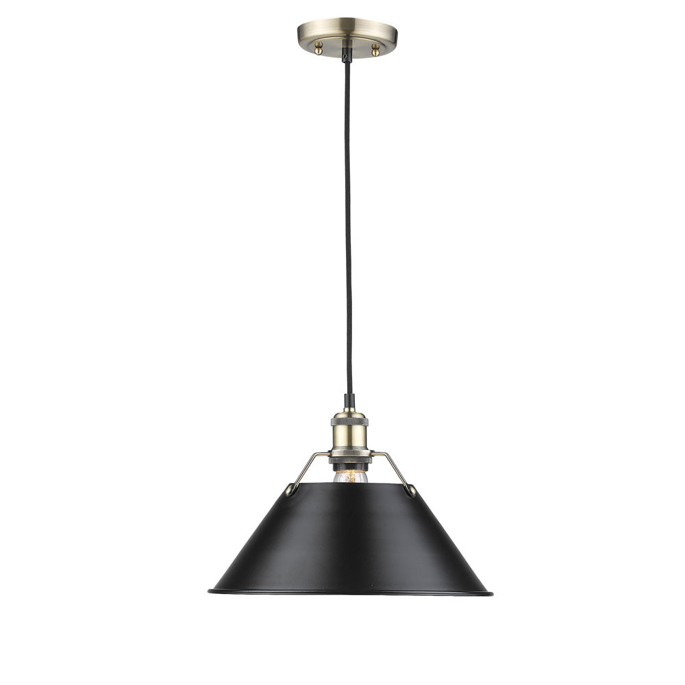 Golden - 3306-L AB-BLK - One Light Pendant - Orwell AB - Aged Brass