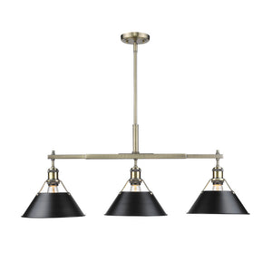 Golden - 3306-LP AB-BLK - Three Light Linear Pendant - Orwell AB - Aged Brass