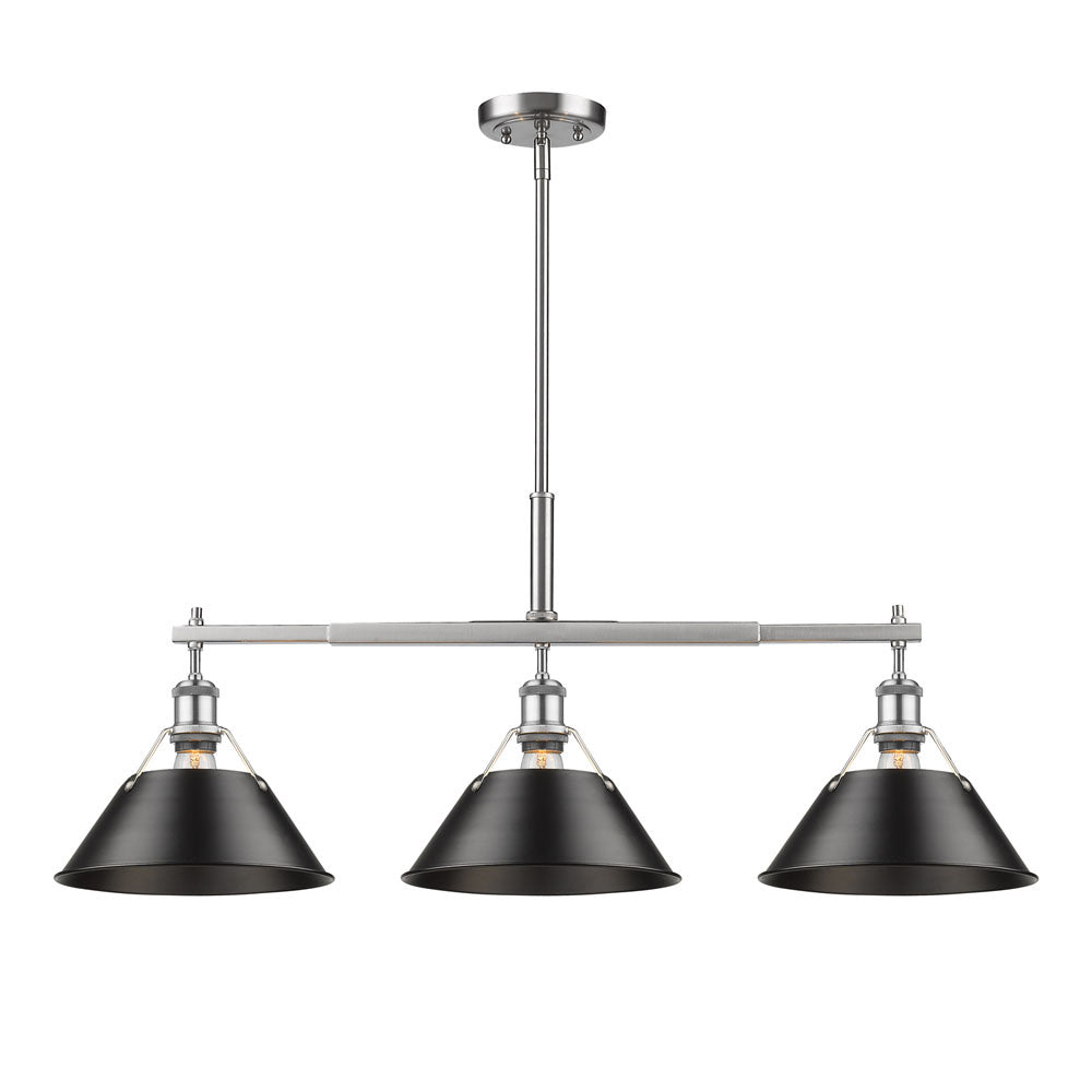 Golden - 3306-LP PW-BLK - Three Light Linear Pendant - Orwell PW - Pewter