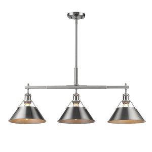 Golden - 3306-LP PW-PW - Three Light Linear Pendant - Orwell PW - Pewter