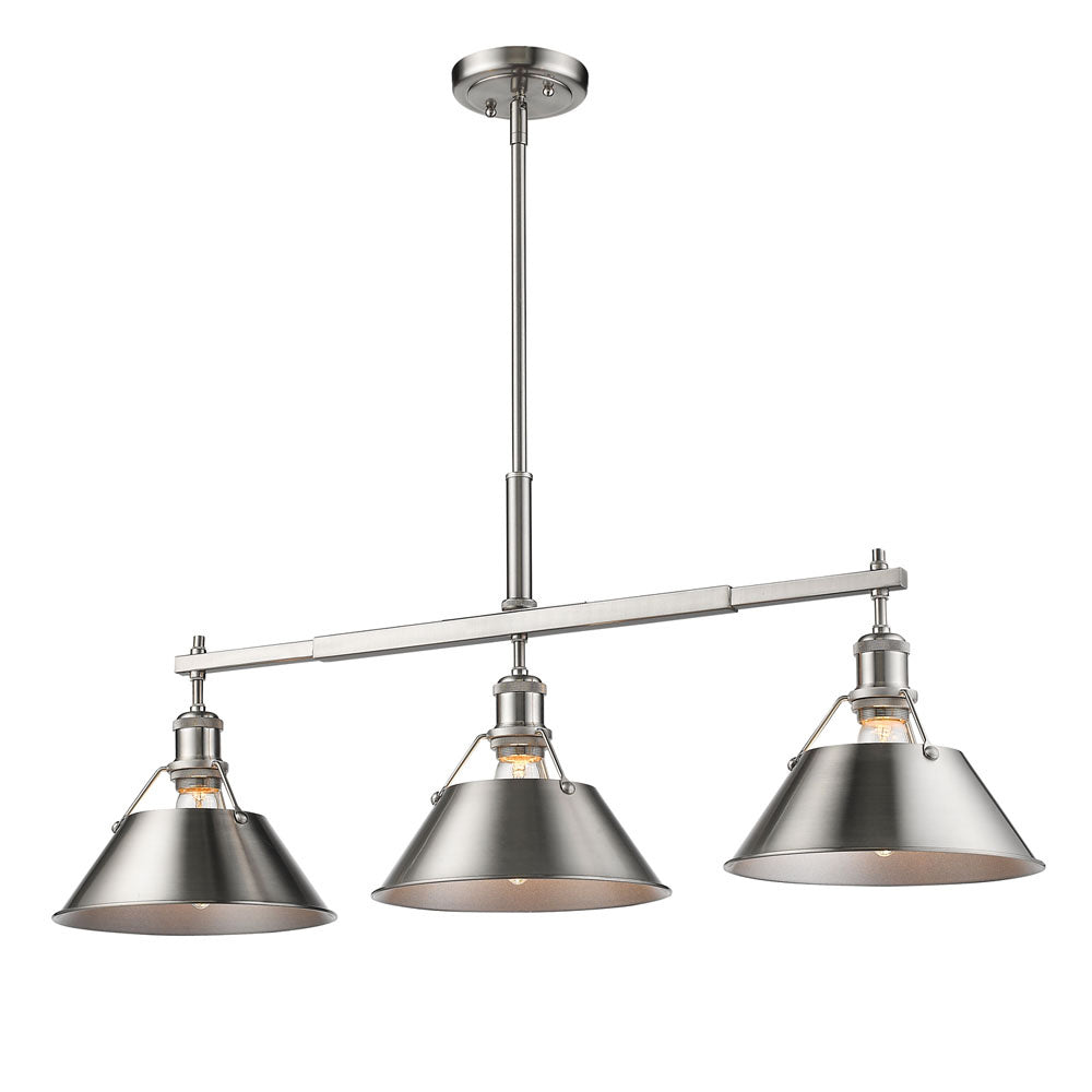 Golden - 3306-LP PW-PW - Three Light Linear Pendant - Orwell PW - Pewter