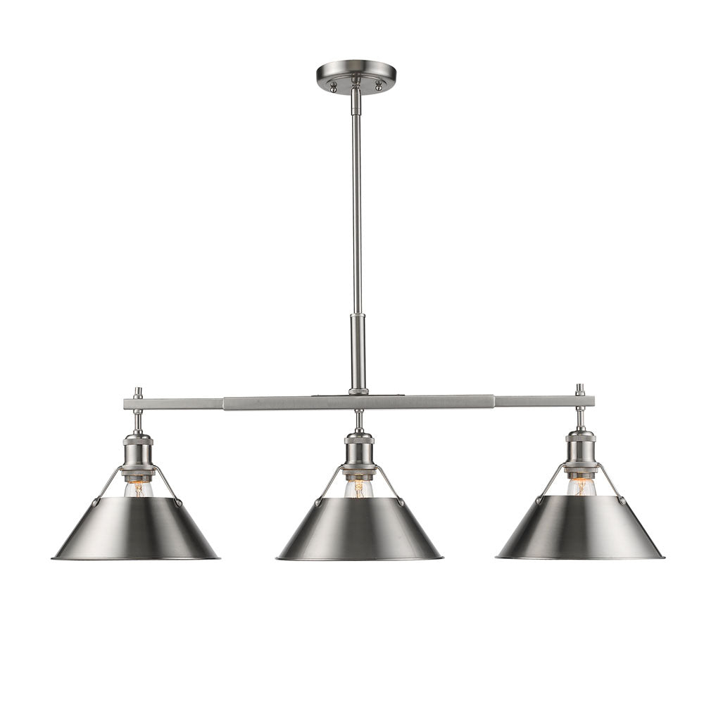 Golden - 3306-LP PW-PW - Three Light Linear Pendant - Orwell PW - Pewter