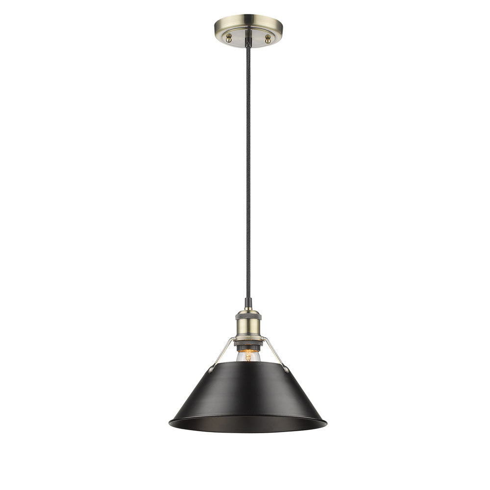 Golden - 3306-M AB-BLK - One Light Pendant - Orwell AB - Aged Brass