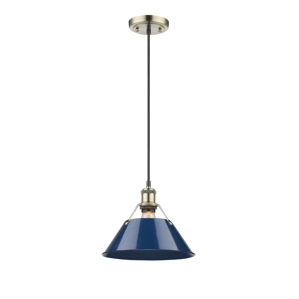 Golden - 3306-M AB-NVY - One Light Pendant - Orwell AB - Aged Brass