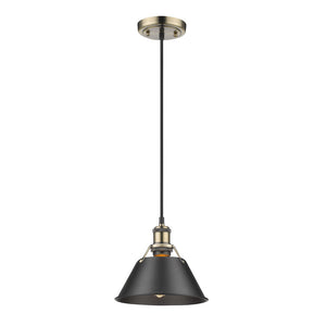 Golden - 3306-S AB-BLK - One Light Mini Pendant - Orwell AB - Aged Brass