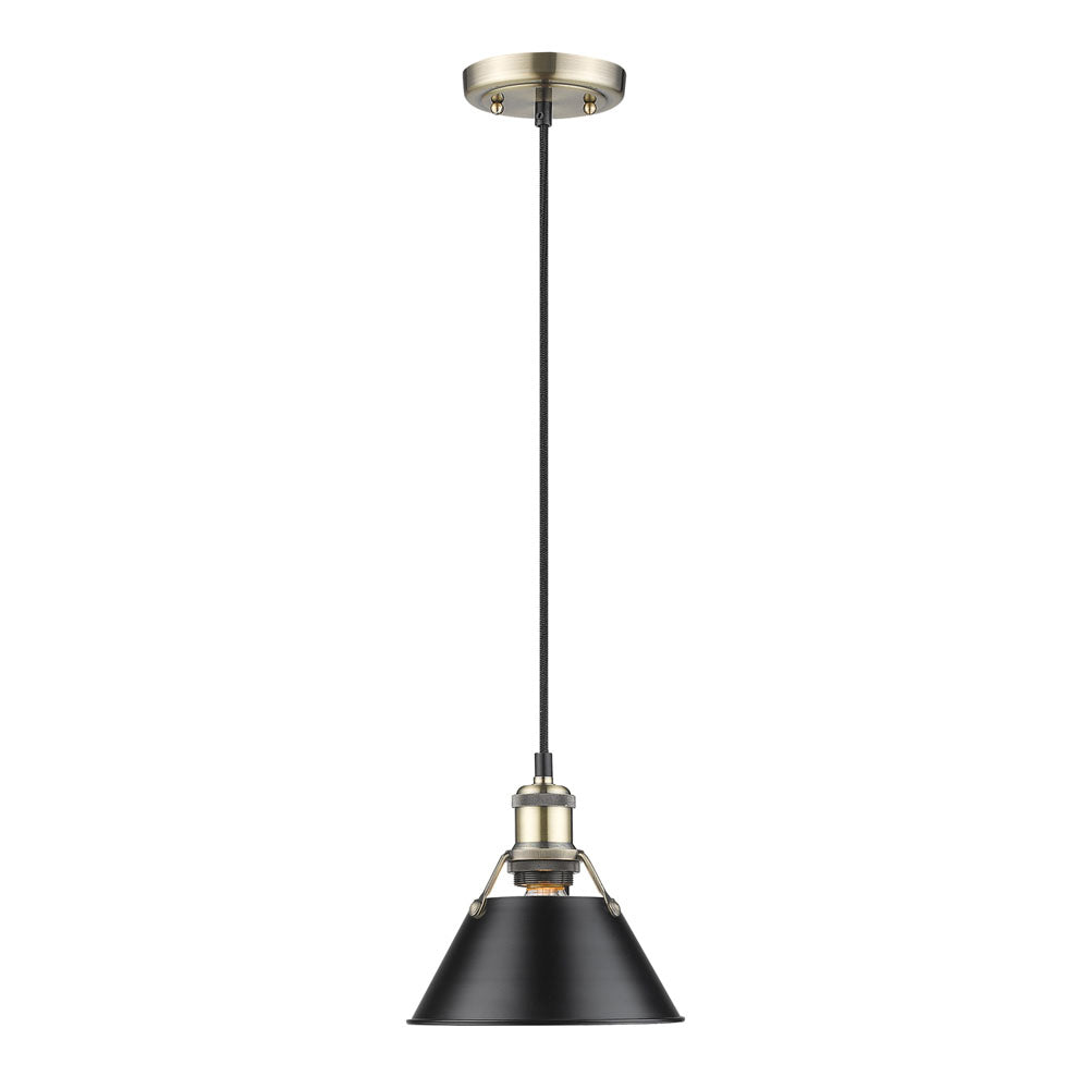 Golden - 3306-S AB-BLK - One Light Mini Pendant - Orwell AB - Aged Brass