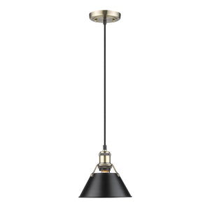 Golden - 3306-S AB-BLK - One Light Mini Pendant - Orwell AB - Aged Brass