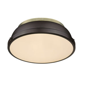 Golden - 3602-14 AB-RBZ - Two Light Flush Mount - Duncan AB - Aged Brass