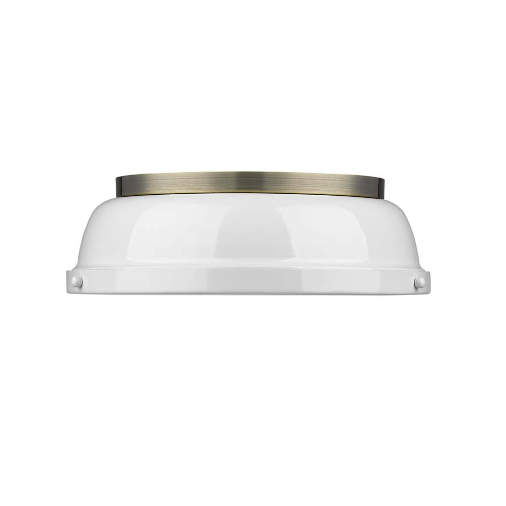 Golden - 3602-14 AB-WH - Two Light Flush Mount - Duncan AB - Aged Brass