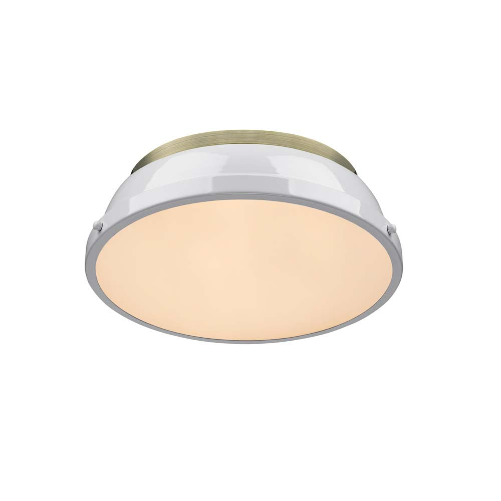 Golden - 3602-14 AB-WH - Two Light Flush Mount - Duncan AB - Aged Brass