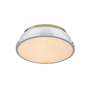 Golden - 3602-14 AB-WH - Two Light Flush Mount - Duncan AB - Aged Brass