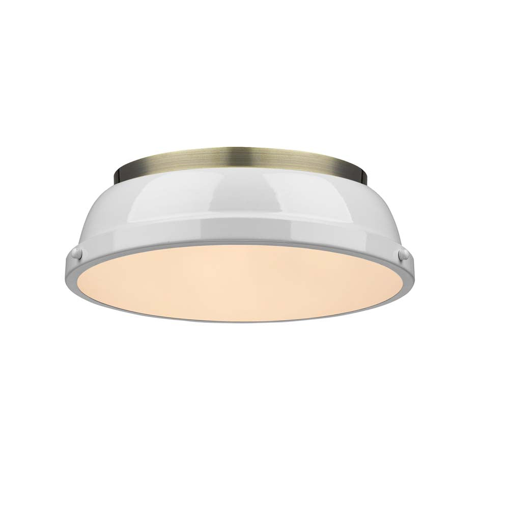 Golden - 3602-14 AB-WH - Two Light Flush Mount - Duncan AB - Aged Brass