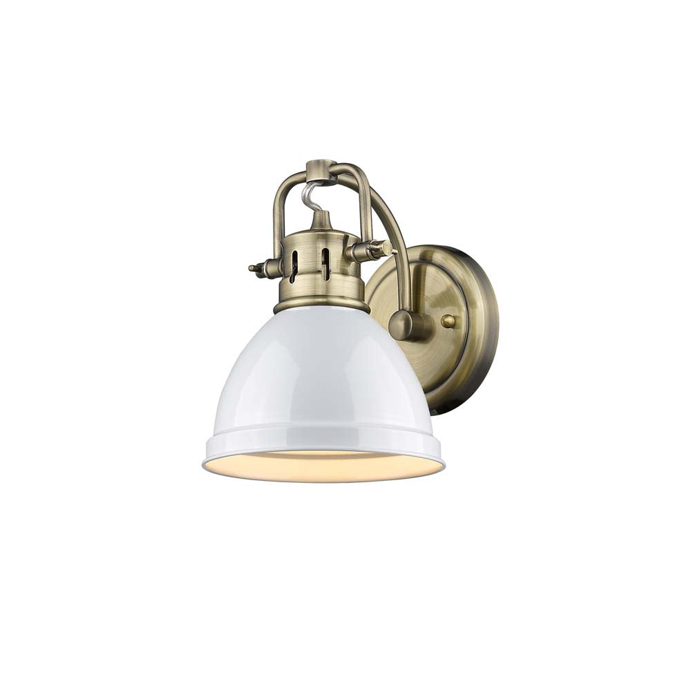 Golden - 3602-BA1 AB-WH - One Light Bath Vanity - Duncan AB - Aged Brass