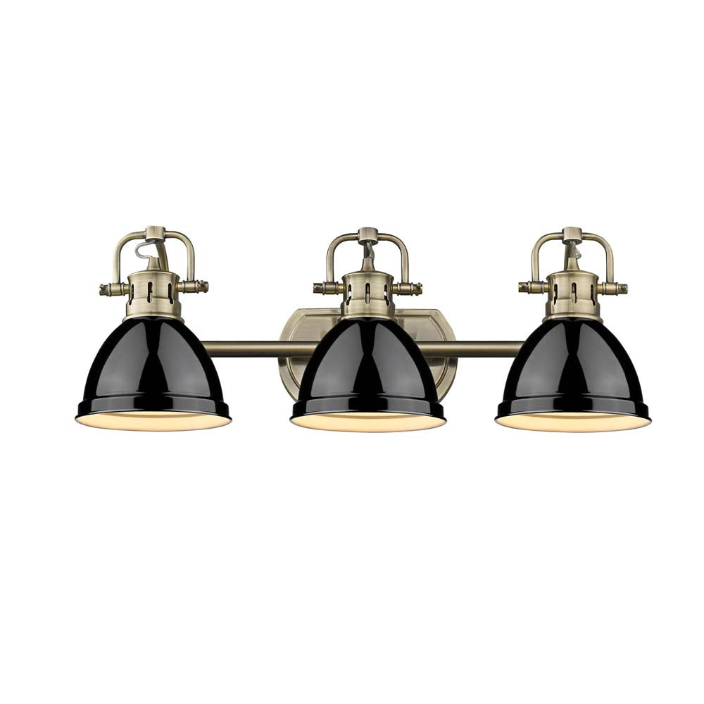 Golden - 3602-BA3 AB-BK - Three Light Bath Vanity - Duncan AB - Aged Brass