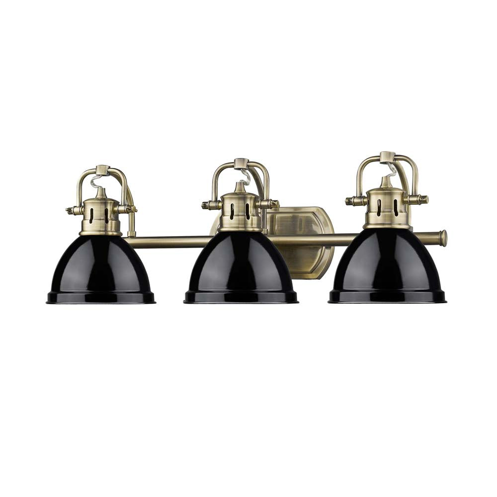 Golden - 3602-BA3 AB-BK - Three Light Bath Vanity - Duncan AB - Aged Brass