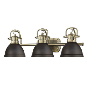 Golden - 3602-BA3 AB-RBZ - Three Light Bath Vanity - Duncan AB - Aged Brass