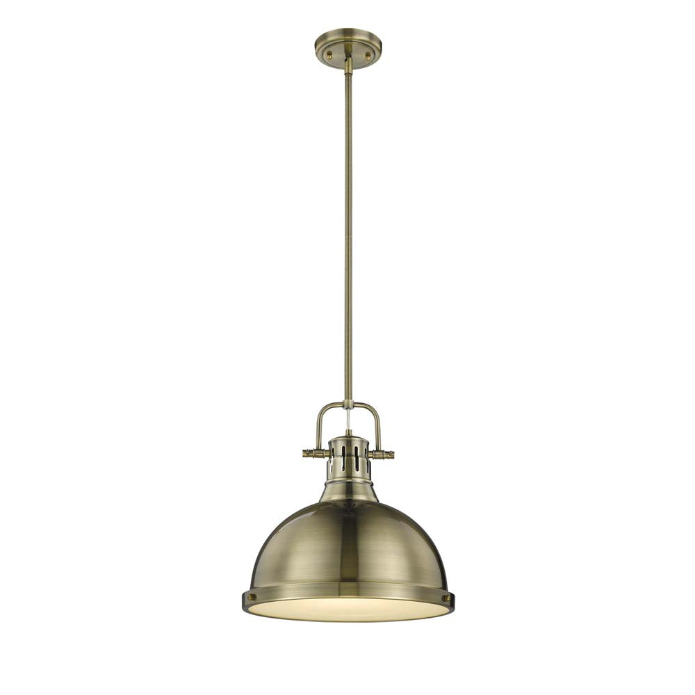 Golden - 3604-L AB-AB - One Light Pendant - Duncan AB - Aged Brass