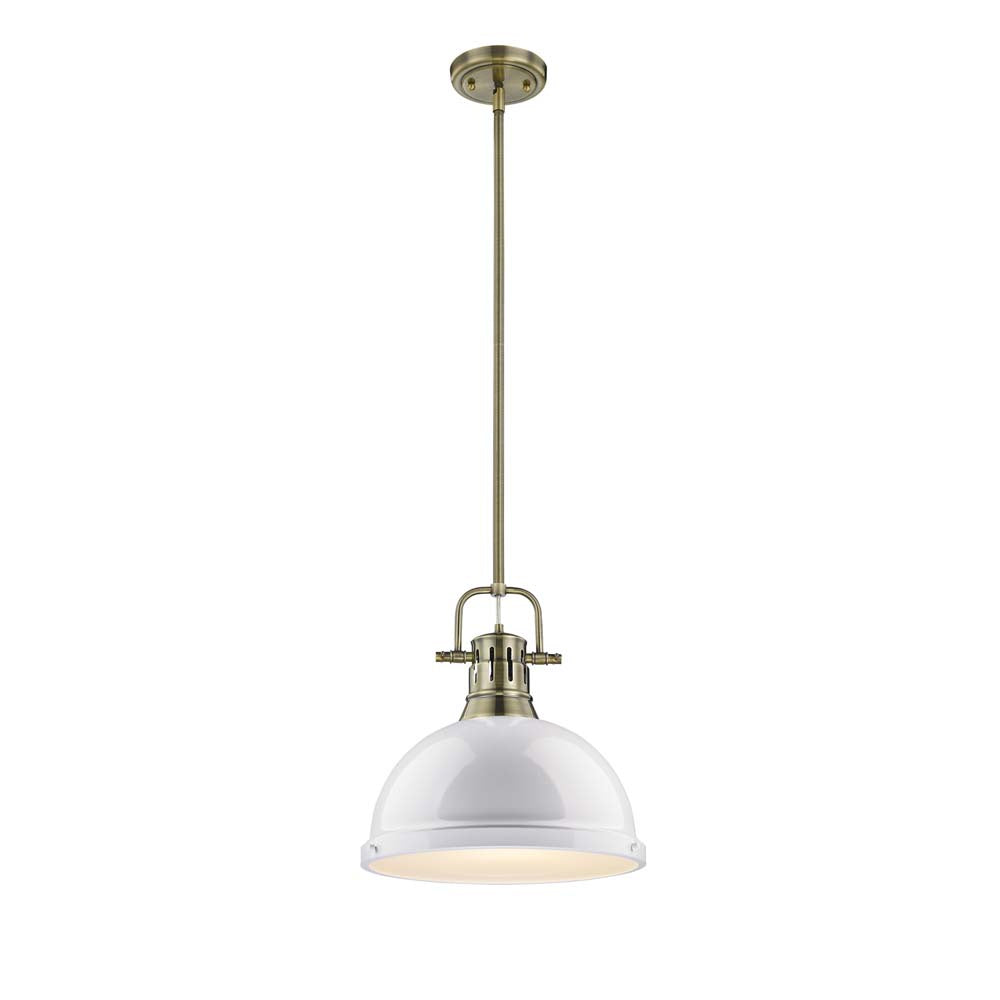 Golden - 3604-L AB-WH - One Light Pendant - Duncan AB - Aged Brass