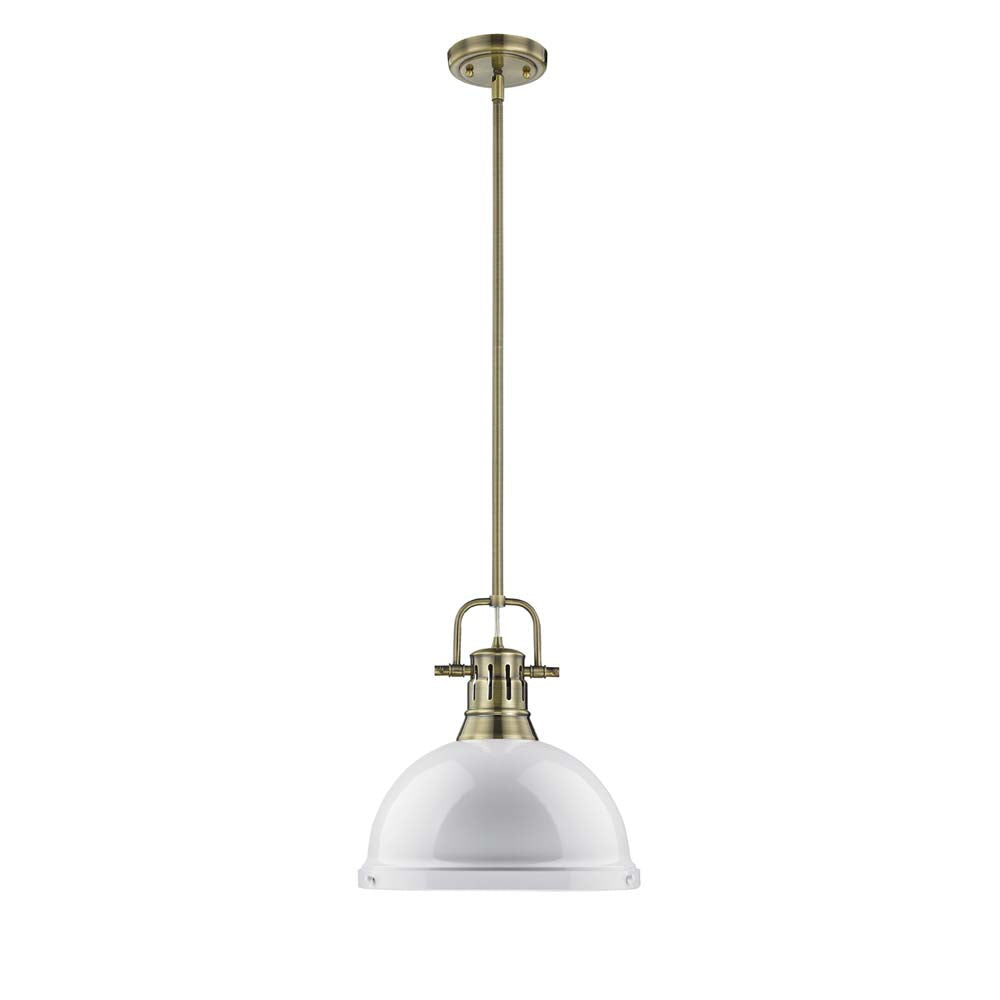 Golden - 3604-L AB-WH - One Light Pendant - Duncan AB - Aged Brass