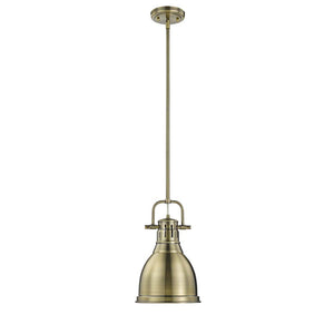 Golden - 3604-S AB-AB - One Light Pendant - Duncan AB - Aged Brass