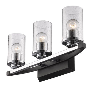 Golden - 4309-BA3 BLK-SD - Three Light Bath Vanity - Mercer - Matte Black