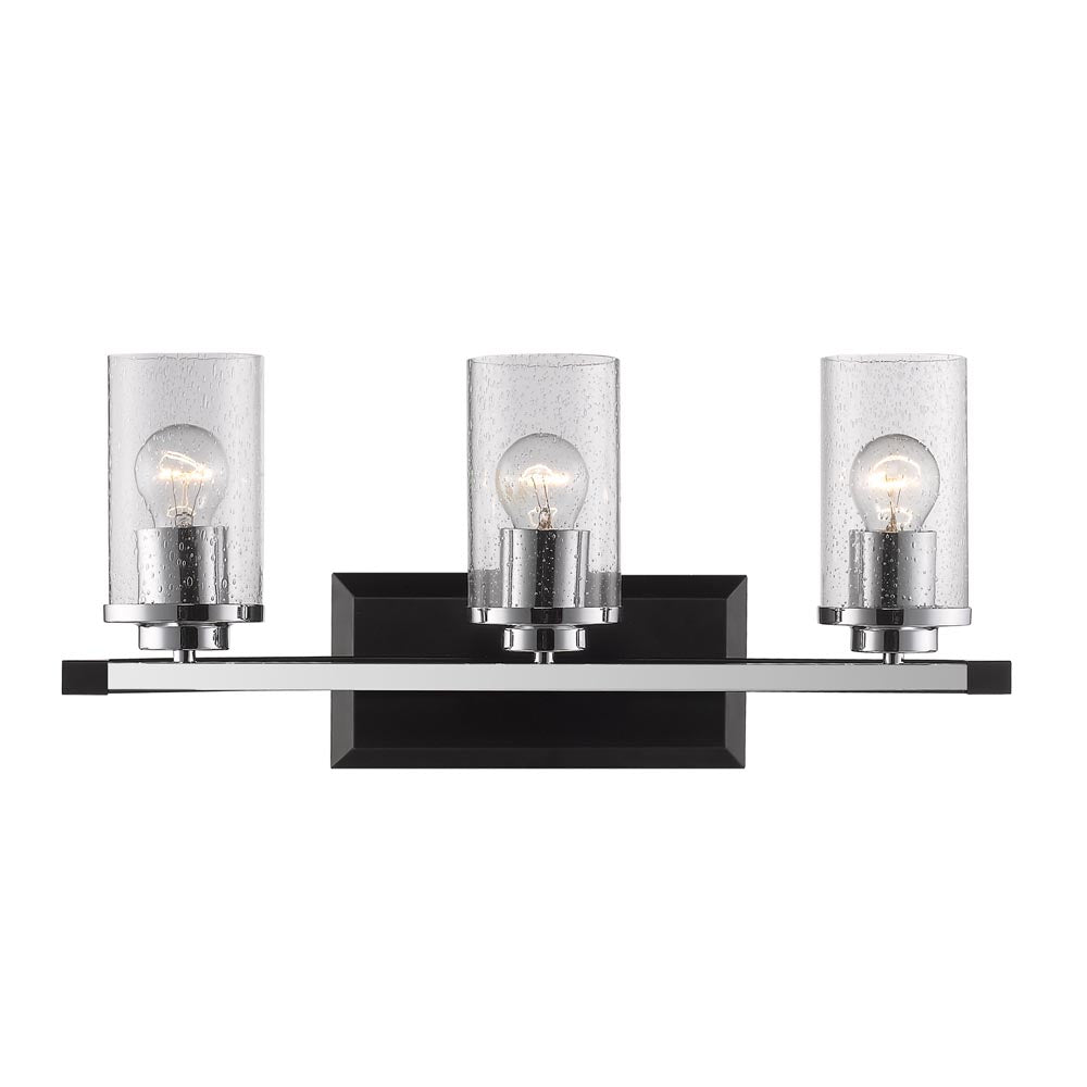 Golden - 4309-BA3 BLK-SD - Three Light Bath Vanity - Mercer - Matte Black