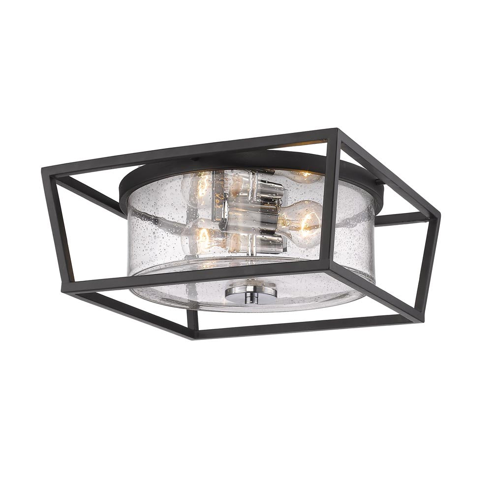 Golden - 4309-FM BLK-SD - Two Light Flush Mount - Mercer - Matte Black