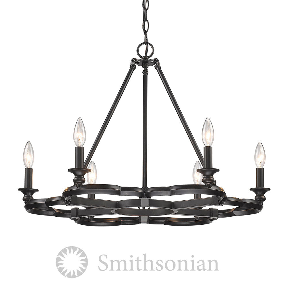 Golden - 5926-6 ABZ - Six Light Chandelier - Saxon - Aged Bronze