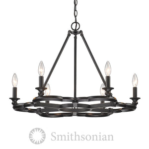 Golden - 5926-6 ABZ - Six Light Chandelier - Saxon - Aged Bronze