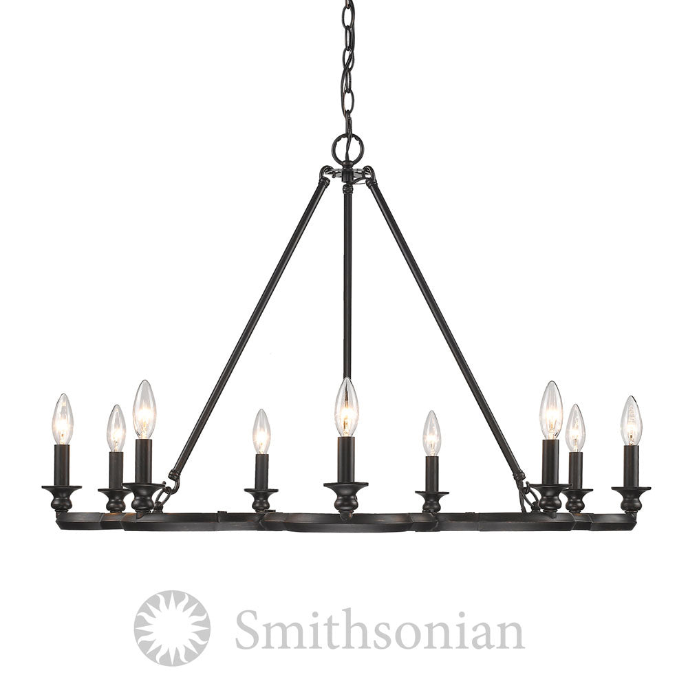 Golden - 5926-9 ABZ - Nine Light Chandelier - Saxon - Aged Bronze