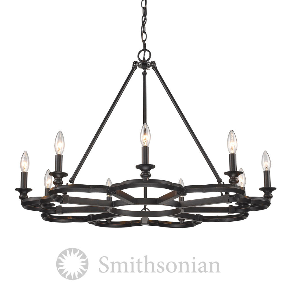 Golden - 5926-9 ABZ - Nine Light Chandelier - Saxon - Aged Bronze