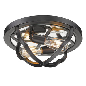 Golden - 5926-FM ABZ - Two Light Flush Mount - Saxon - Aged Bronze