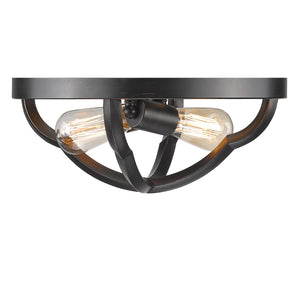 Golden - 5926-FM ABZ - Two Light Flush Mount - Saxon - Aged Bronze