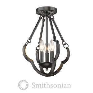 Golden - 5926-SF ABZ - Three Light Semi-Flush Mount - Saxon - Aged Bronze