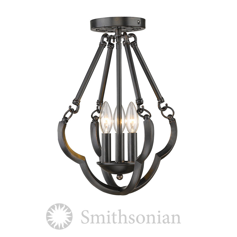 Golden - 5926-SF ABZ - Three Light Semi-Flush Mount - Saxon - Aged Bronze