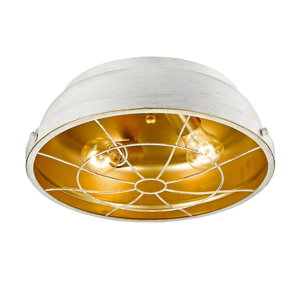 Golden - 7312-FM FW - Two Light Flush Mount - Bartlett FW - French White