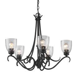 Golden - 8001-5 BLK-SD - Five Light Chandelier - Parrish - Matte Black