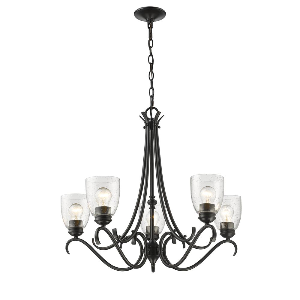 Golden - 8001-5 BLK-SD - Five Light Chandelier - Parrish - Matte Black