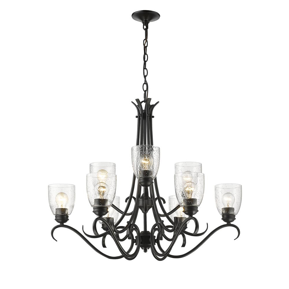 Golden - 8001-9 BLK-SD - Nine Light Chandelier - Parrish - Matte Black