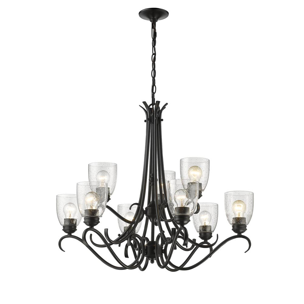 Golden - 8001-9 BLK-SD - Nine Light Chandelier - Parrish - Matte Black