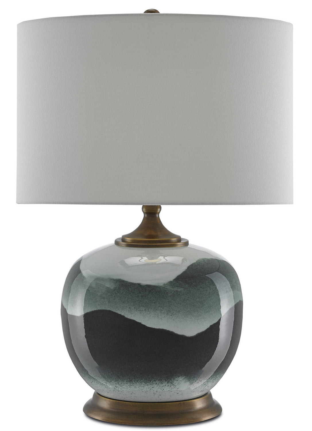 Currey and Company - 6000-0109 - One Light Table Lamp - Boreal - White/Green/Antique Brass