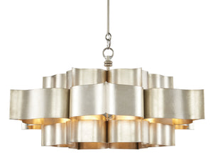 Currey and Company - 9000-0051 - Six Light Chandelier - Grand - Contemporary Silver Leaf