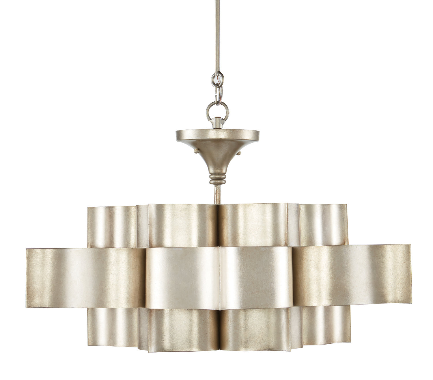 Currey and Company - 9000-0051 - Six Light Chandelier - Grand - Contemporary Silver Leaf