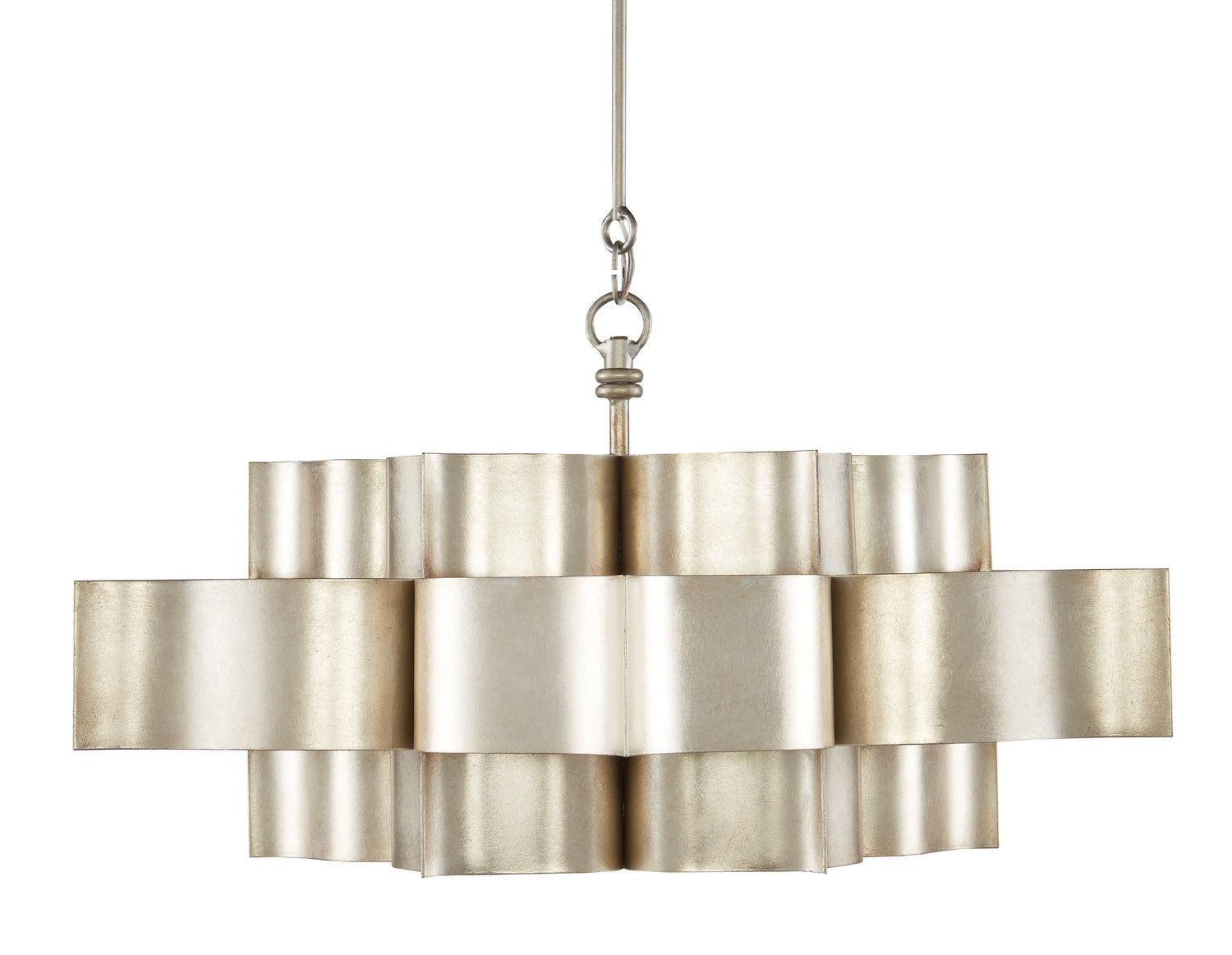 Currey and Company - 9000-0051 - Six Light Chandelier - Grand - Contemporary Silver Leaf