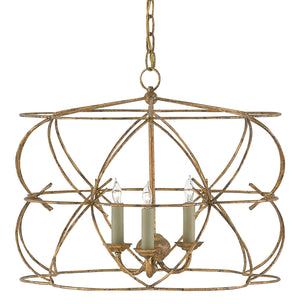 Currey and Company - 9000-0108 - Three Light Chandelier - Rattigan - Sicilian Gold Leaf