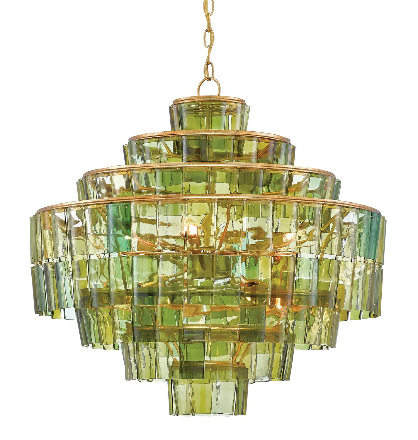 Currey and Company - 9000-0148 - Eight Light Chandelier - Sommelier - Dark Contemporary Gold Leaf/Green