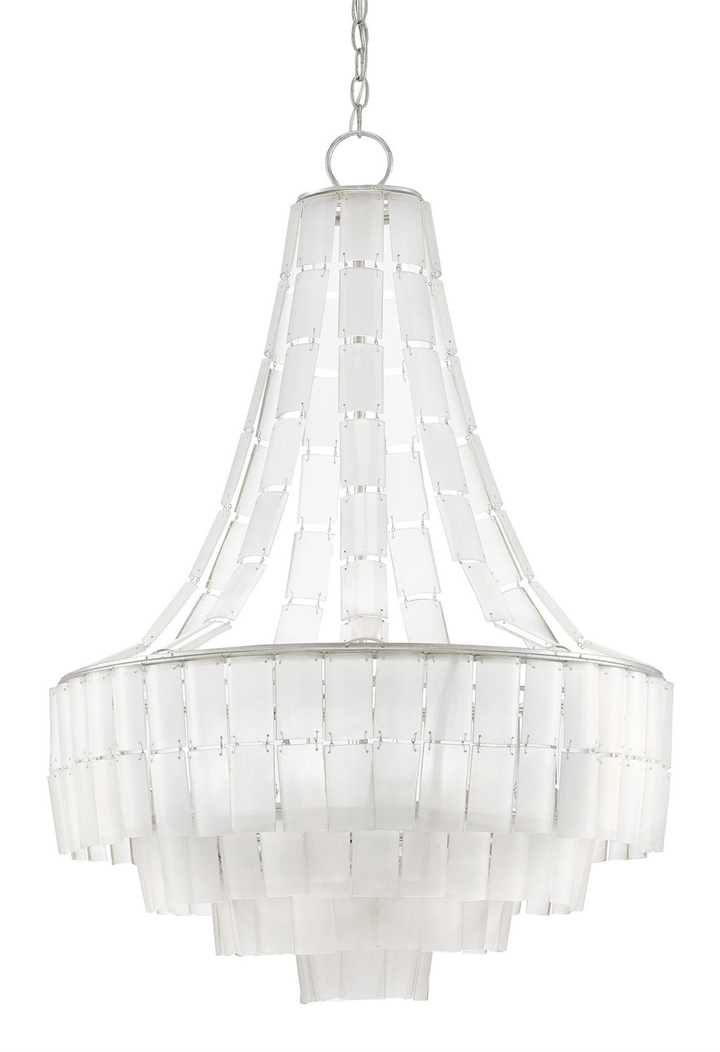 Currey and Company - 9000-0159 - Seven Light Chandelier - Vintner - Contemporary Silver Leaf/Opaque White